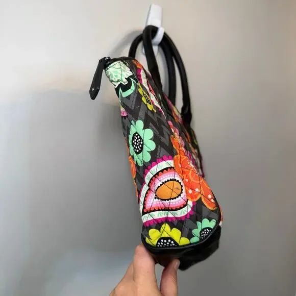 Vintage Vera Bradley Ziggy Zinnia Floral Print Leather Handle Shoulder Bag Purse - Picture 2 of 9